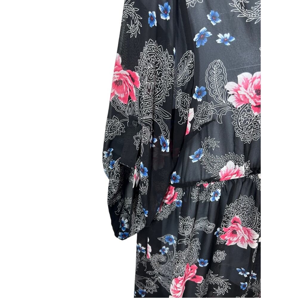 Torrid Black Floral Georgette Sheer Tunic Top High-Low Size 1 - Picture 7 of 15